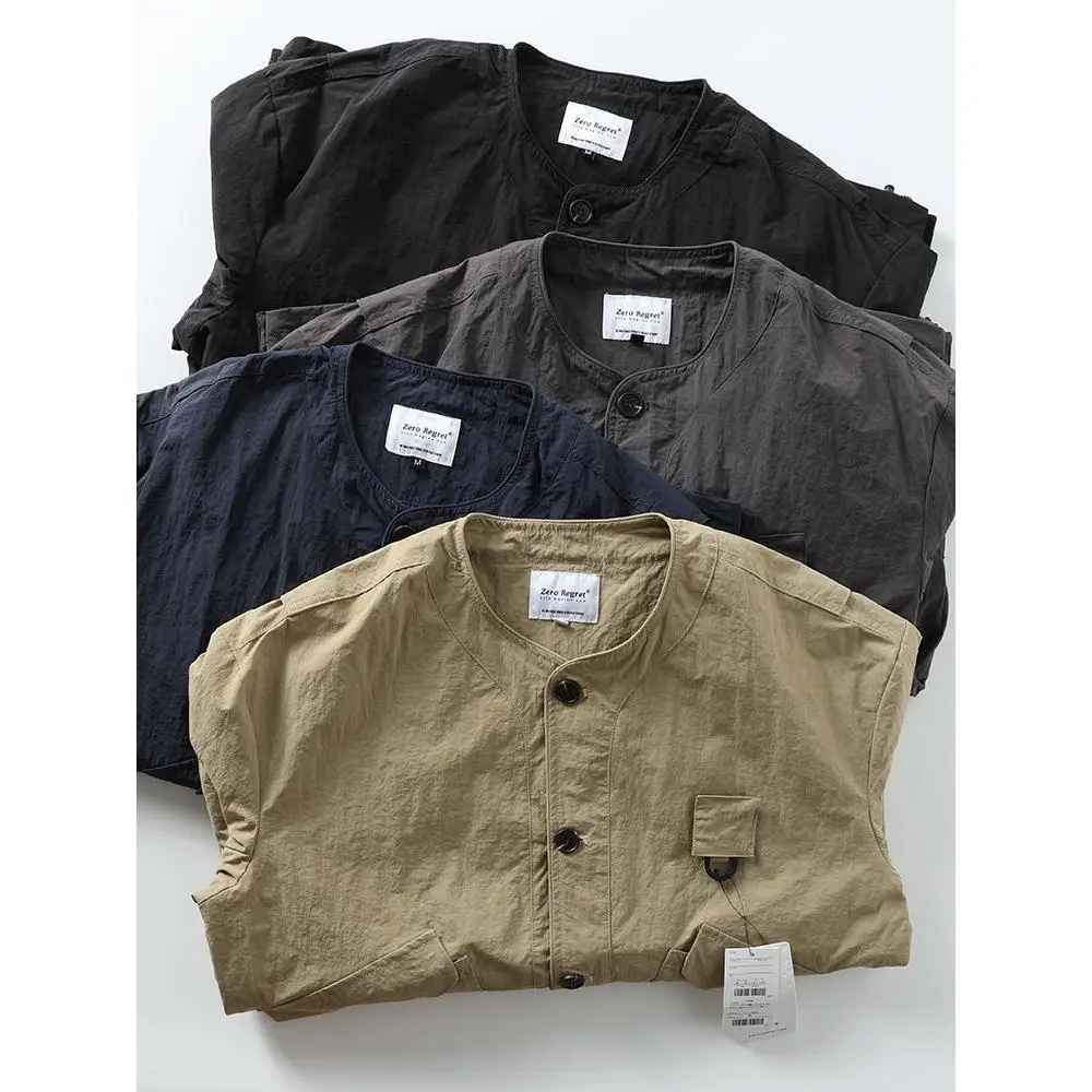 

Outdoor Waterproof Fiing Jaet Men's Casual Loose Fit Workwear Collarl Spring Autumn Zipper Closure Polyester Fiber