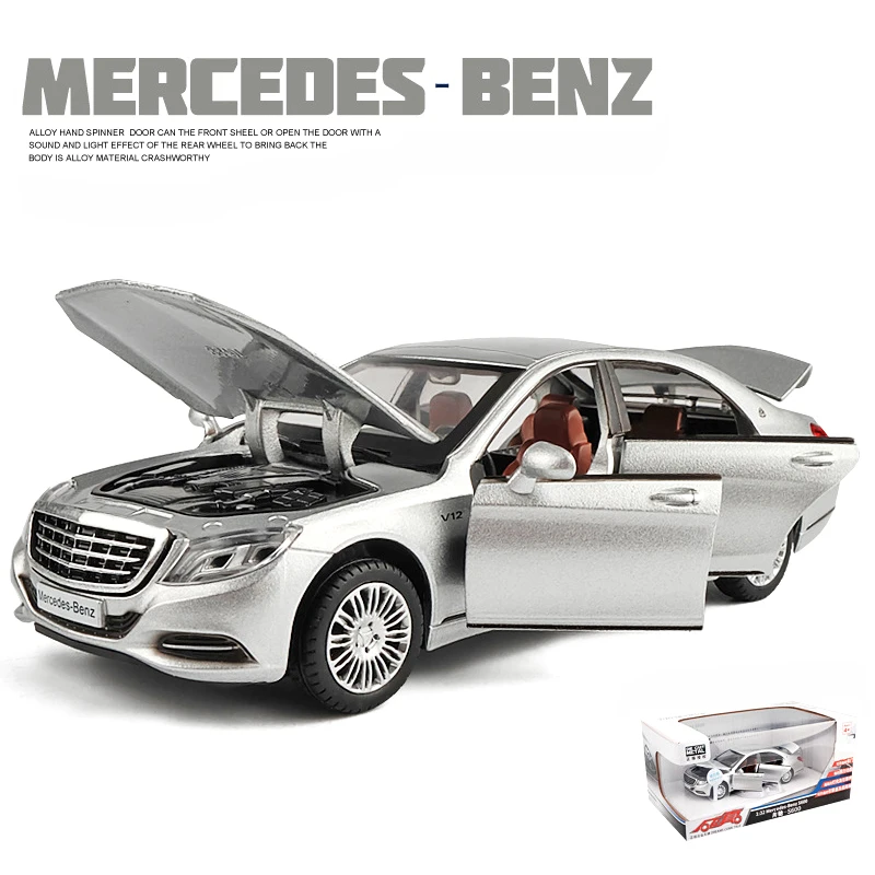 1:32 New Car Mercedes Benz S600 Sound And Light Model Diecast Alloy Metal Vehicle Pull Back Car Collection Children Toy Gift