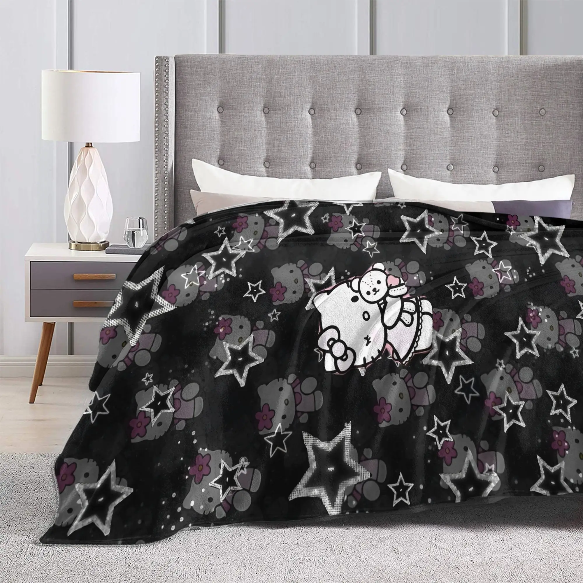 ستار خربش مرحبا كيتي الفانيلا بطانية دافئة لينة رمي بطانية للأريكة كرسي السفر الجدة المفرش أريكة غطاء سرير