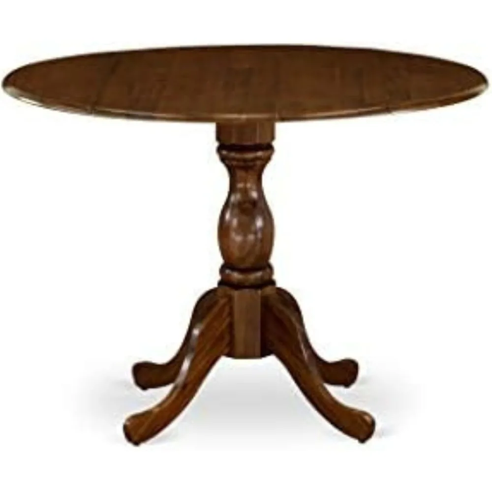 Kitchen Dining Table Furniture 42x42 Inch Round Wood Table Top with Fallen Leaves and Base Dining Table