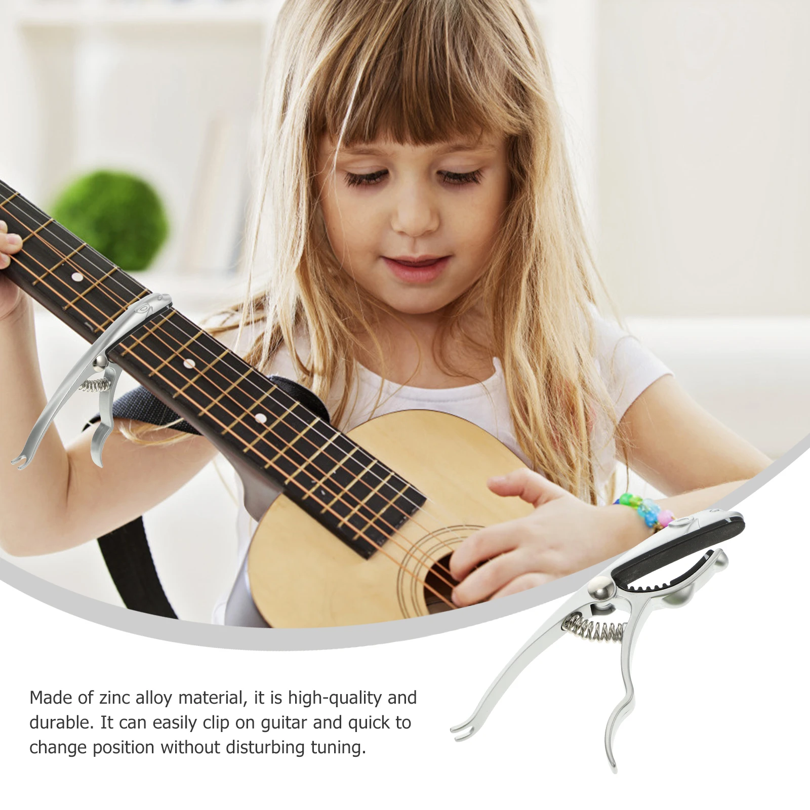 

Guitar Capo Zinc Alloy Durable Silver Stable Fix Clamp Prevent Noise Easy Operation Beginner Experienced Electric Guitar