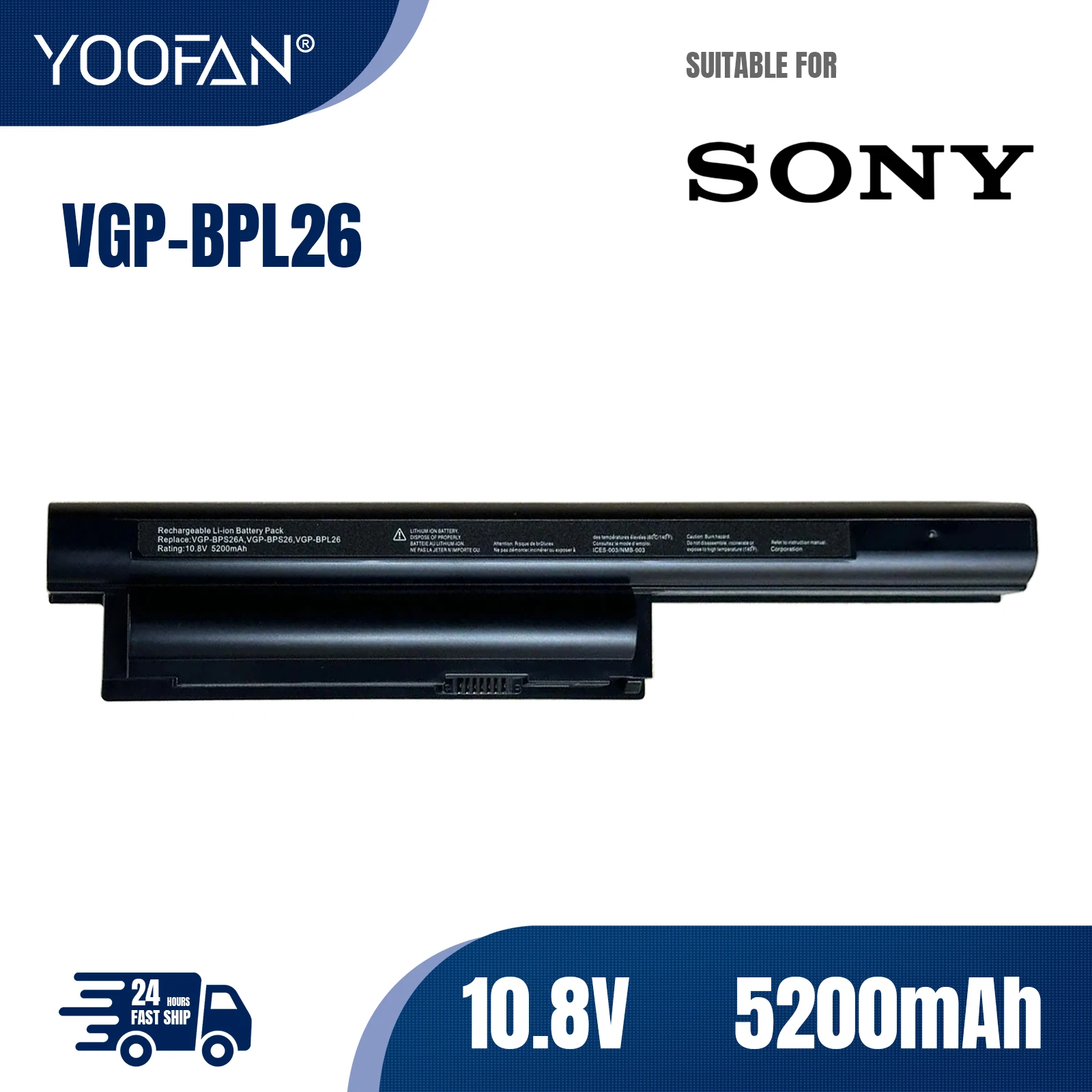 YOOFAN Batería BPS26 para ordenador portátil, para Sony Vaio VGP-BPL26, VGP-BPS26, VGP-BPS26A, SVE14A, SVE15, SVE17, VPC-CA