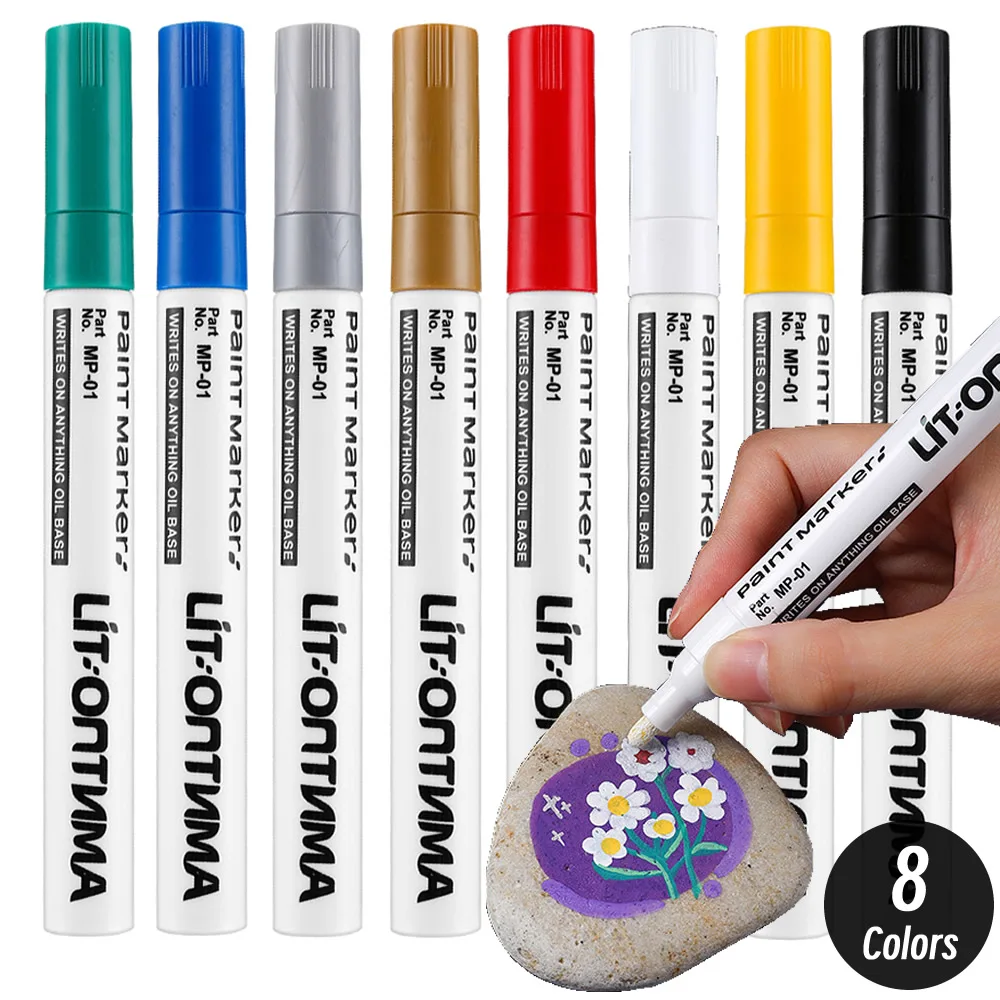 8 Colors Car Scratch Repair Paint Pen Quick Dry Touch Up Paint Repair Pen Waterproof Wheel Tyre Marker Auto Paint Marker Pens