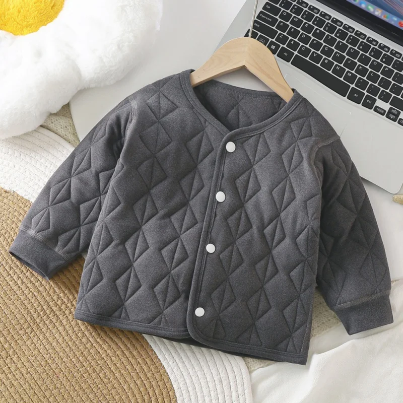 Autumn Winter Baby Girls Boys Thickened Plush Jacket Coats Clothes Child Fashion Warm Cotton Padded Clothes Outerwear