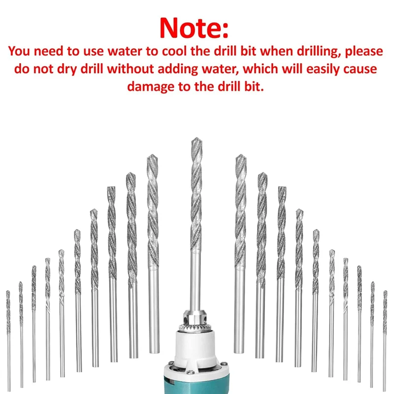 

B97A-Diamond Drill Bits Twist Tip Set 20 Pcs For Stone, Heavy Drill Bit Set For Glass Jewelry