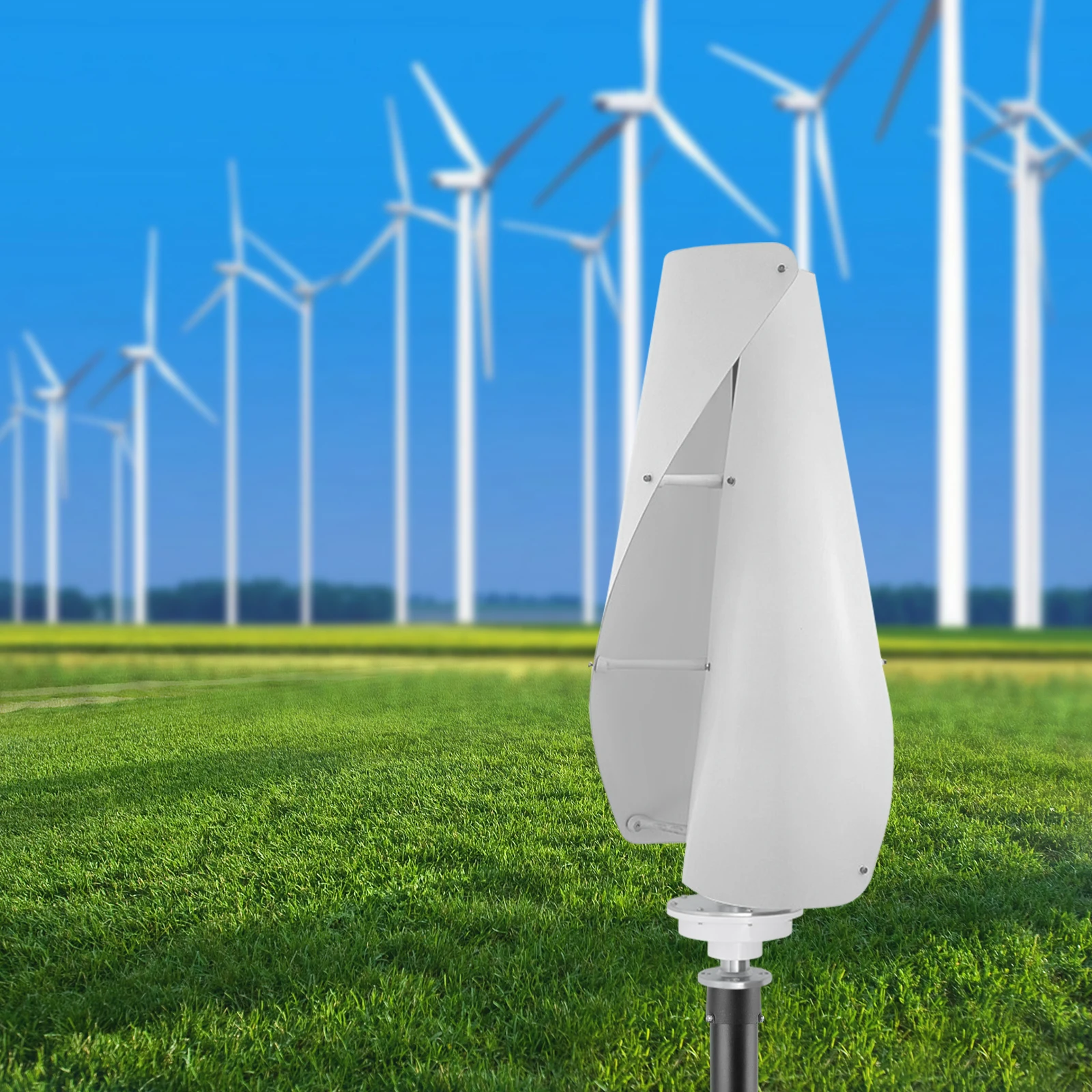 Modern Streamlined Design White 400W Wind Turbine 12V Efficient Power Generation Pure Copper Motor