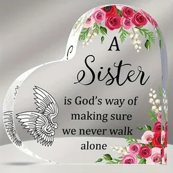 1 Pack Acrylic Heart Sister Gifts, Sister Keepsakes, Valentine's Day Gifts, Memory Gifts, Birthday Gifts for Sister, Home Decor,