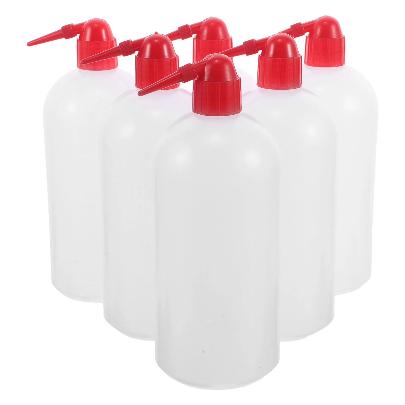 6 stks 1000 ml Laboratorium Wasfles Rode Dop Smalle Mond Precisie Uitloop Plastic Knijpfles Voor Reiniging