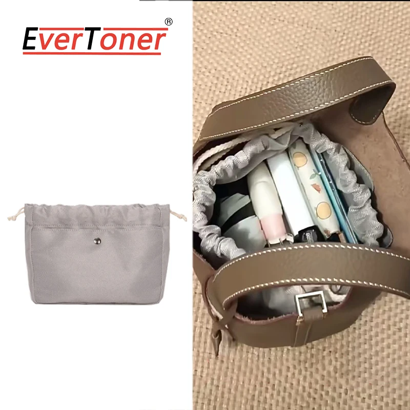 EverToner Large Capacity Solid Color Nylon Basket Bag Commute Handheld Bucket Bag Equip Drawstring Liner Insert Bucket Bag