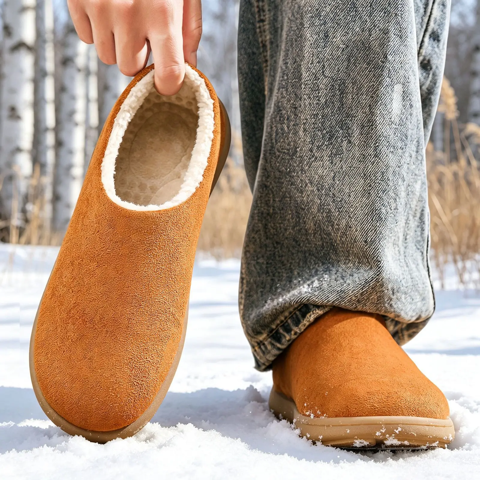 Cotton shoes, winter new style with added fleece, men's shoes with toe caps, M ü ller shoes, hairy shoes, small potatoes, warm s
