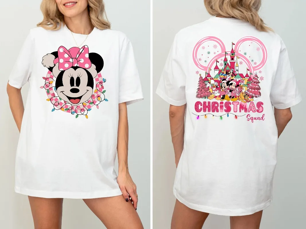 

Рождественская двусторонняя рубашка в клетку с Микки и друзьями в стиле ретро, очень рождественская футболка с Рождеством, Рождественский свитшот Disney