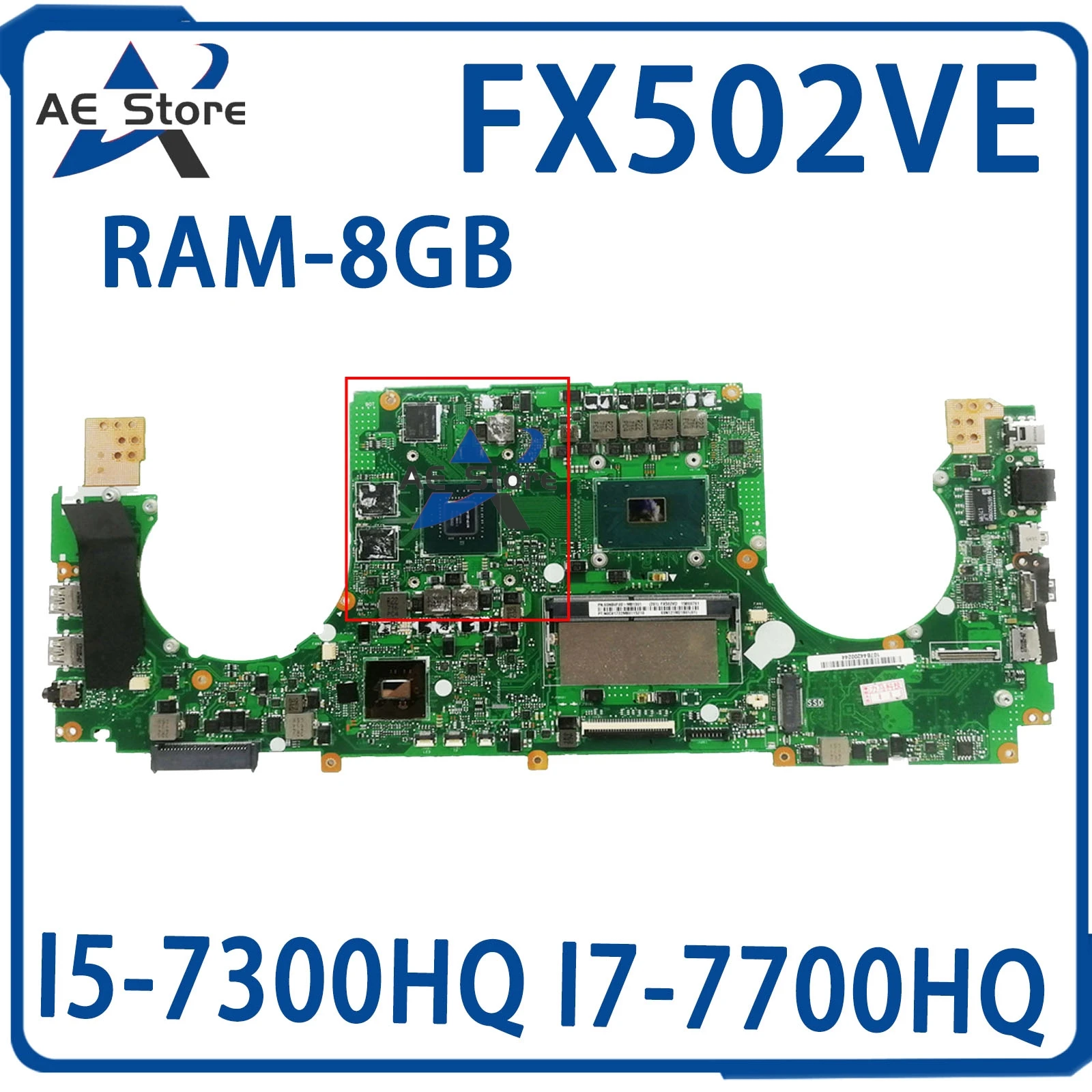 

FX502VE Notebook Mainboard For ASUS ROG FX502VD FX502V Laptop Motherboard I5-7300HQ I7-7700HQ GTX1050Ti 8GB/RAM MAIN BOARD