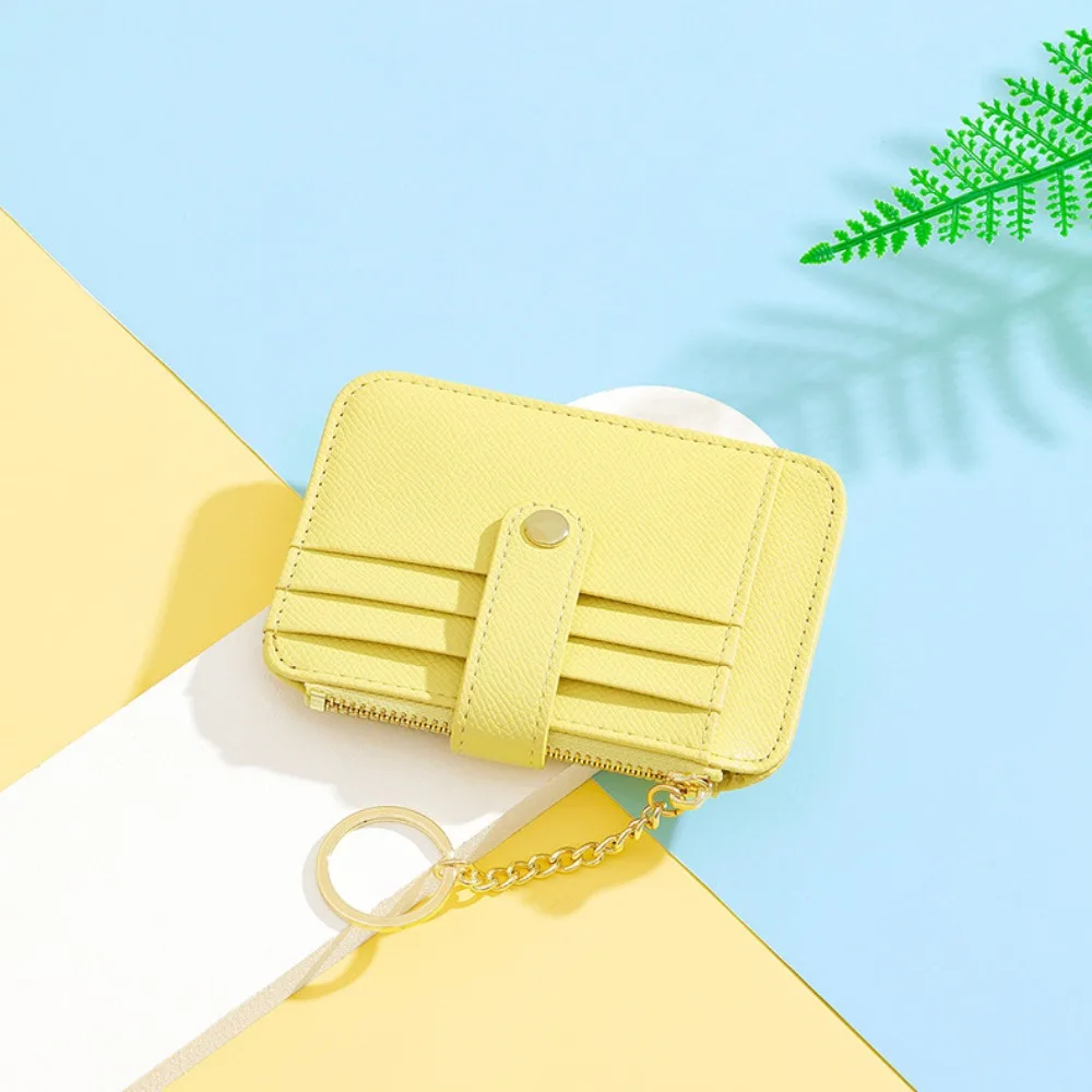 

Fashion Cash Wallet Hangging Card Bag Short Multifunction Pocket Purse PU Leather with Keychain Card Holder Unisex