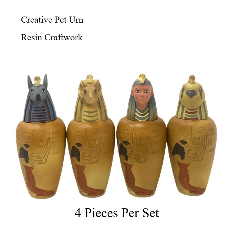 

Pet Urn Anubis Storage Jar Pet Ornaments Egyptian Ornaments Box Jar 4-piece Set Pet Commemorative Box Small Animal Urn Cat Dog