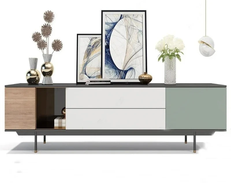 A Walnut color TV cabinet modern simple paint audio-visual cabinet creative personality