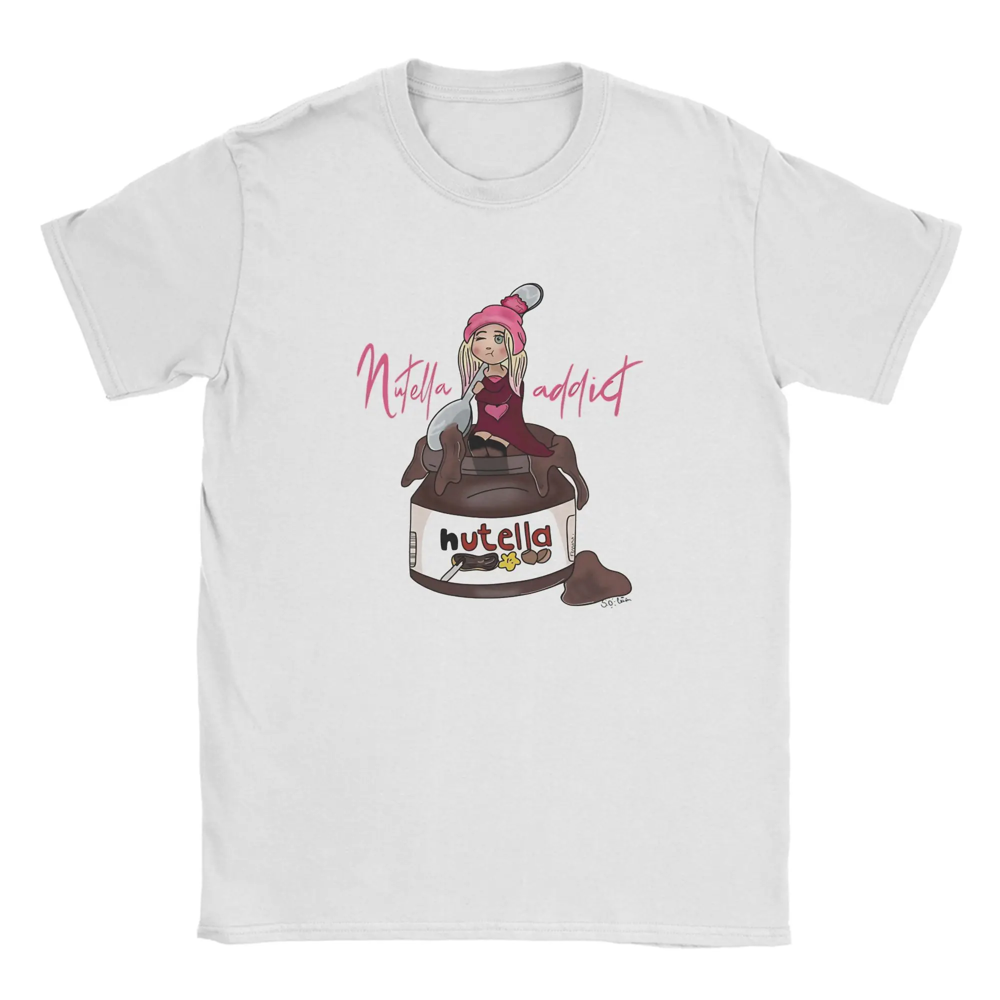 Camiseta Vintage Nutella Addict para hombre, Camiseta de algodón puro con cuello redondo, camiseta de manga corta, ropa 4XL 5XL 6XL