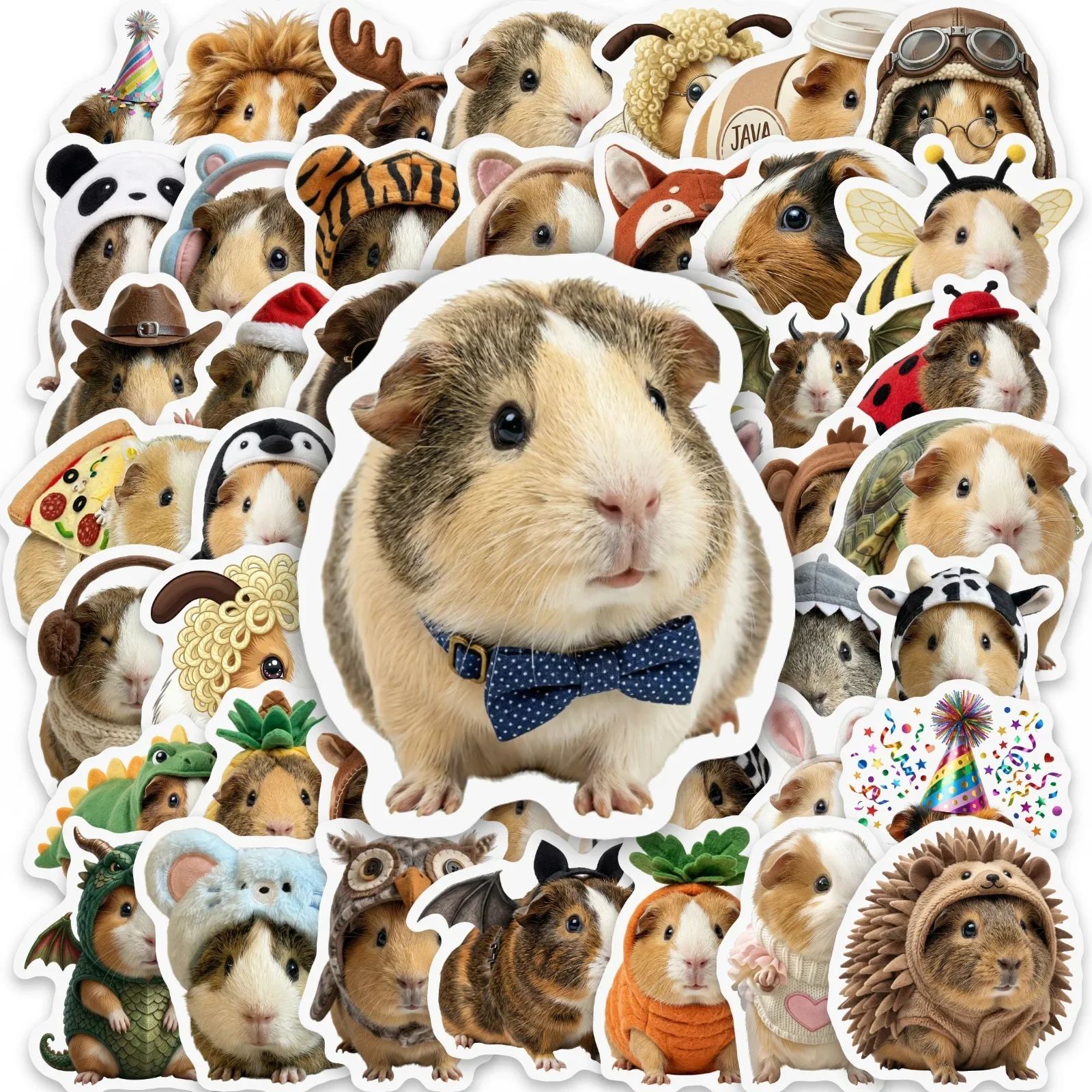 Lot de 10/50 autocollants HD mignons en forme d'animaux transformables (hamster), pour décorer tasses, skateboards, albums, boîtes de rangement, téléphones, boîtes à lunch, autocollants en vinyle