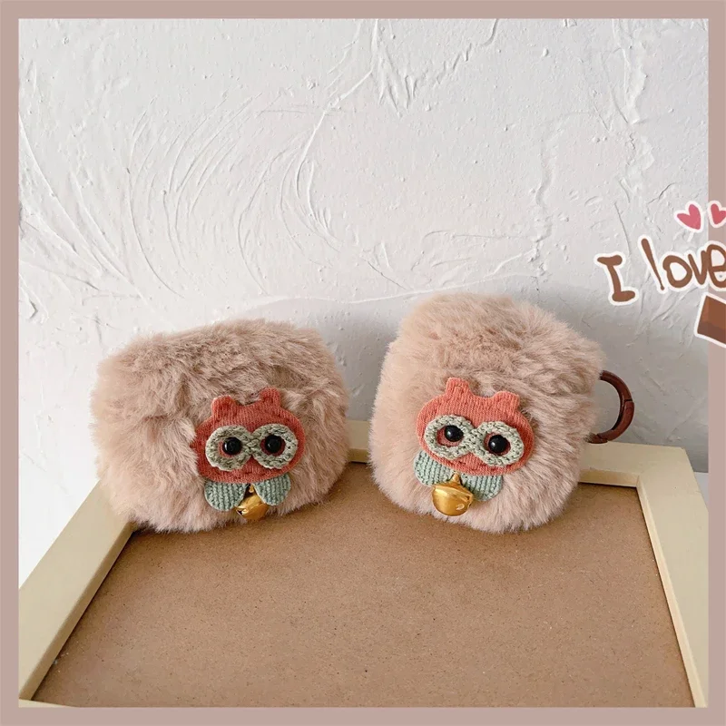 Owl Hooters Winter Soft Fluffy Fuzzy Warm Case for Apple AirPods 2 3 Generation Cover for AirPods Pro 2nd Gen for Air Pods