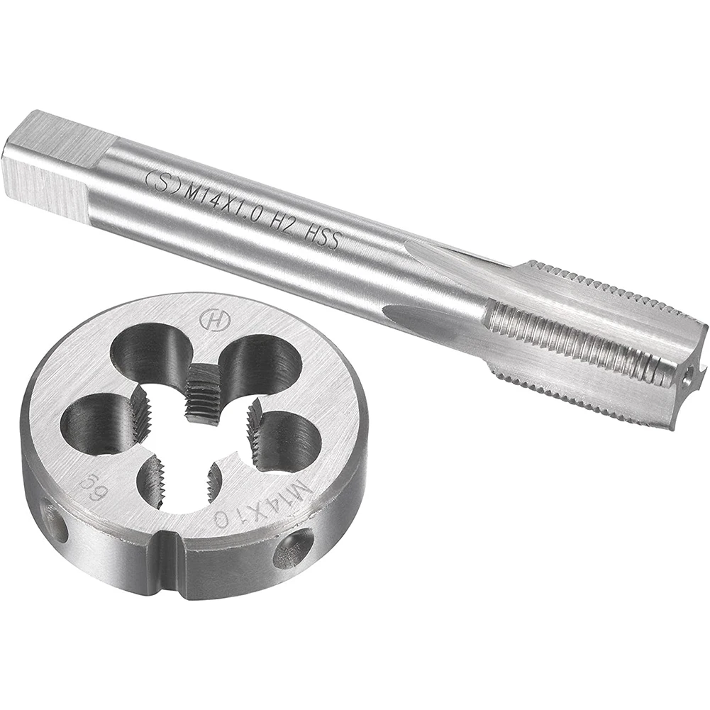 Tap And Die Conjunto Hss M14x1 mm Tap And M14x1.0 mm Die Metric Screw Thread Tap Mão Direita Plug de Aço de Alta Velocidade Tap Die Ferramentas Manuais