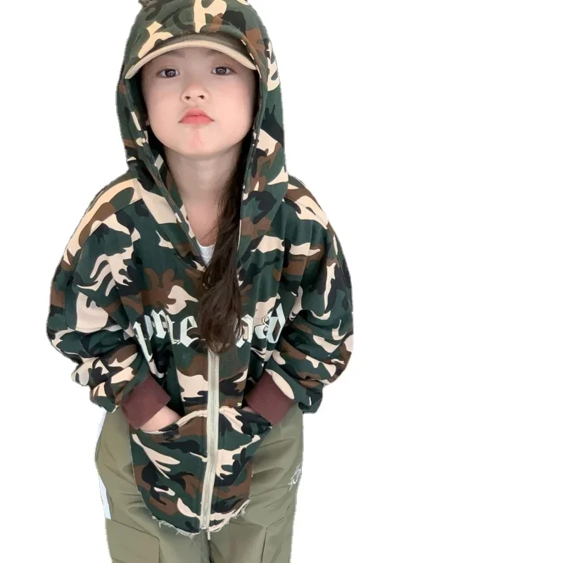 

2024 Spring New Fashion Hooded Casual Camo Coat Casual Hoodie Coat