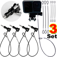 Universal 30CM/60CM Camera Safety Lanyard Ropes for GoPro Hero/Insta360/DJI/SJCAM Anti-Drop Stainless Steel Tether Wire Rope