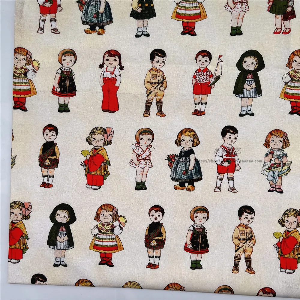 110CM Width Cartoon Girl Print Cotton Sewing Fabric By Meter DIY Quilting Needlework Material Sewing Dress Kids Clothes Fabrics