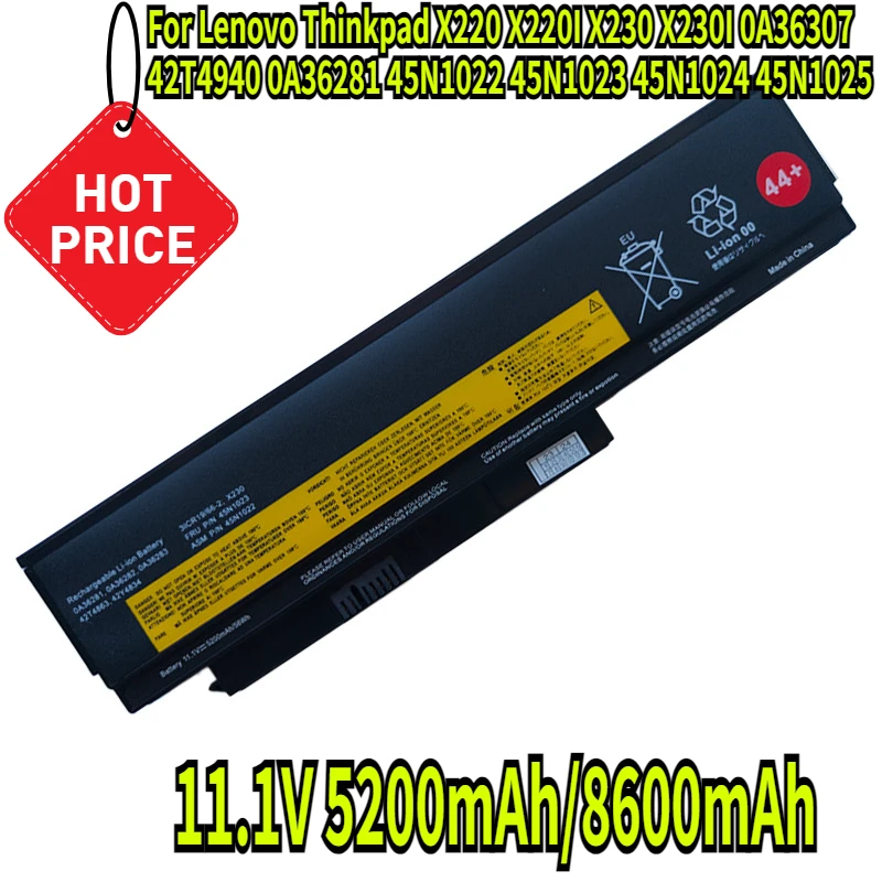 

11.1V New for Lenovo Laptop Battery Thinkpad X220 X220I X230 X230I 0A36307 42T4940 0A36281 45N1022 45N1023 45N1024 45N1025