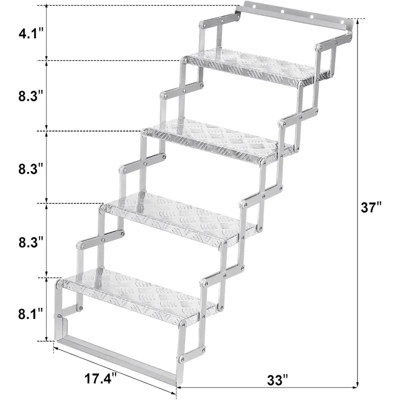 Aluminum Scissor Stairs, 4 Steps Outdoor Rv Step Ladder, 18 