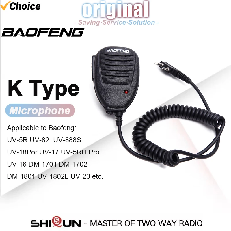 Baofeng Microphone Shoulder Speaker Mic for UV-18Pro UV-5RH Pro Walkie Talkie QuanSheng UV-K5 UV-K6 UV-5R PLUS Radio Accessories