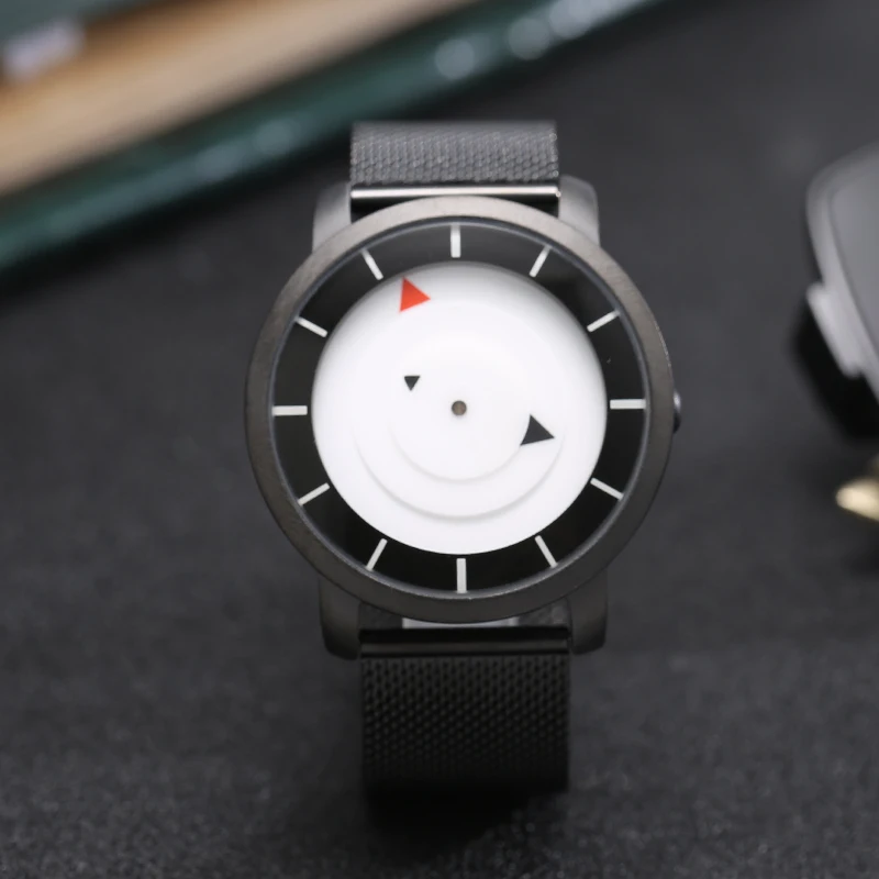 

Clock Casual Unique Fashion Watch Men Women Simple Turnable Quartz Wrist Watch Classical Stainless Steel Band Watches