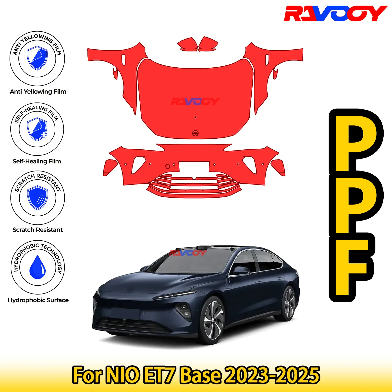 

For NIO ET7 Base 2023-2025 Glossy Matte Black Precut front PPF Kit Paint Protection Film