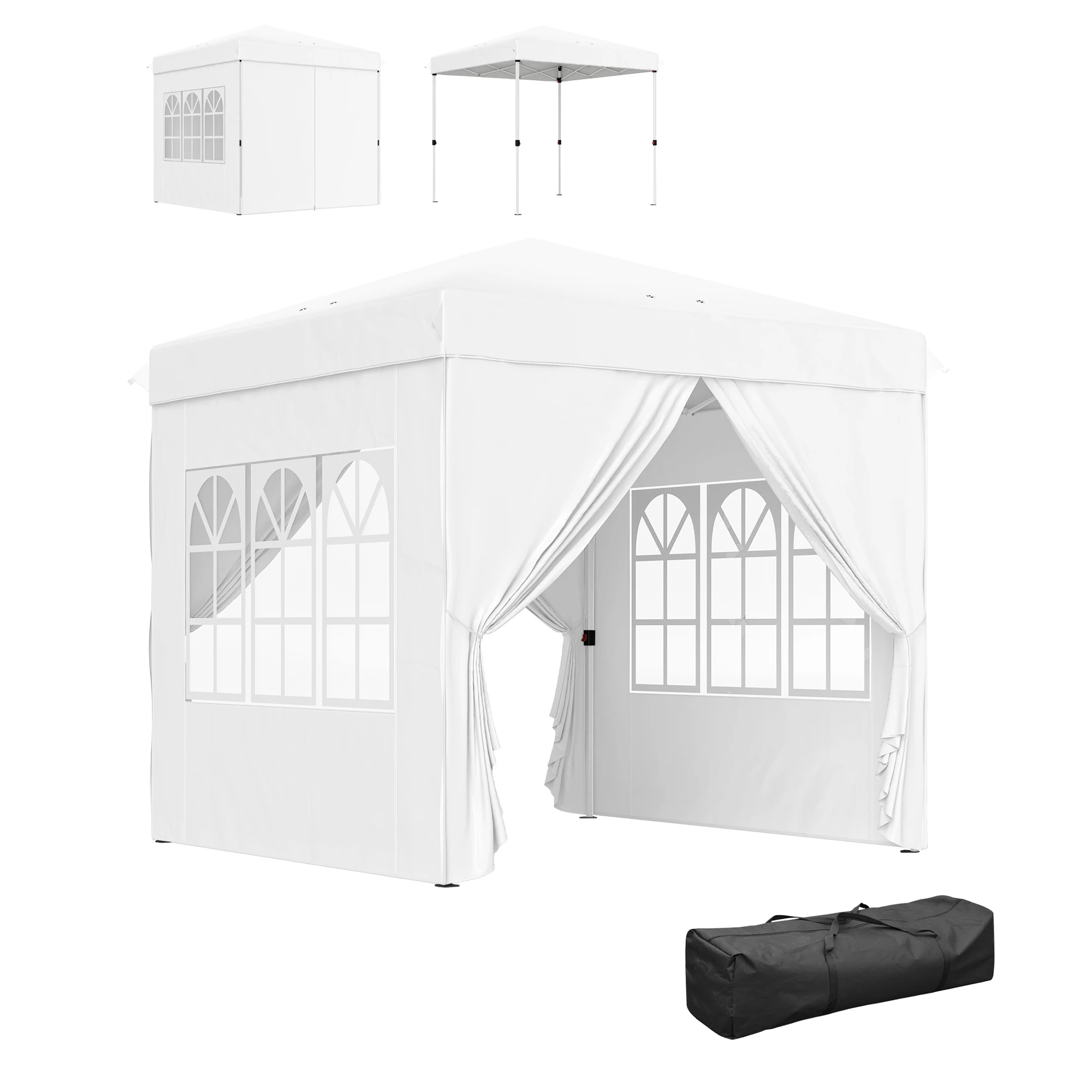 Outsunny Opvouwbare Pop-Up Tent 2,5x2,5 m met 4 Anti-UV Zijwanden