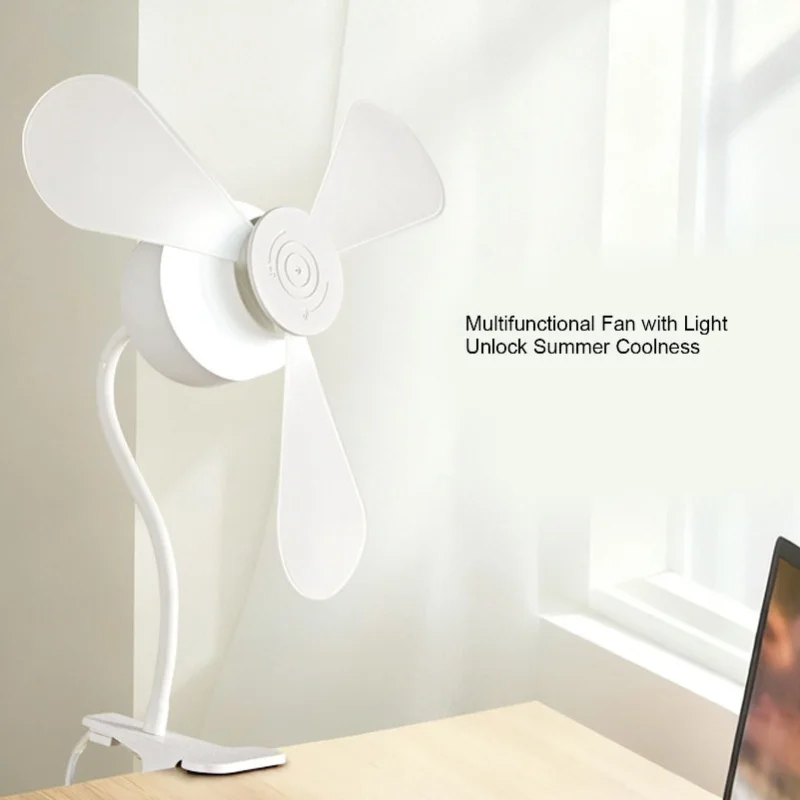 Mini Personal Desk Fan Clamp On With Light Plug In Flexible Gooseneck For Home Bedroom Study Room