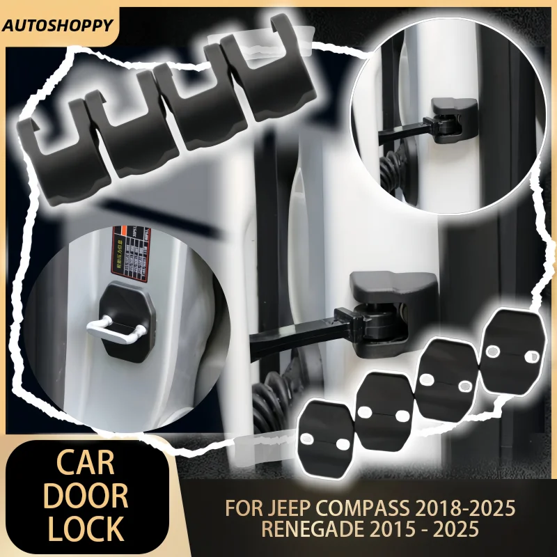 

Для Jeep Compass 2018-2025, Renegade 2015-2025: Защитные накладки на дверные замки и ограничители дверей из ABS-пластика, аксессуары
