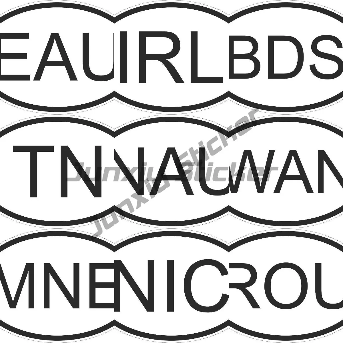 Oval Flag Country Code EAU IRL BDS TN NAU WAN MNE NIC ROU Vinyl Country Code Sticker Hot Sale Direct Selling Car Stickers