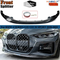 Carbon Fiber Look Front Bumper Lip Spoiler Protector For G22 G23 430i 440i M440i  2020-2022 Coupe M Performance Style