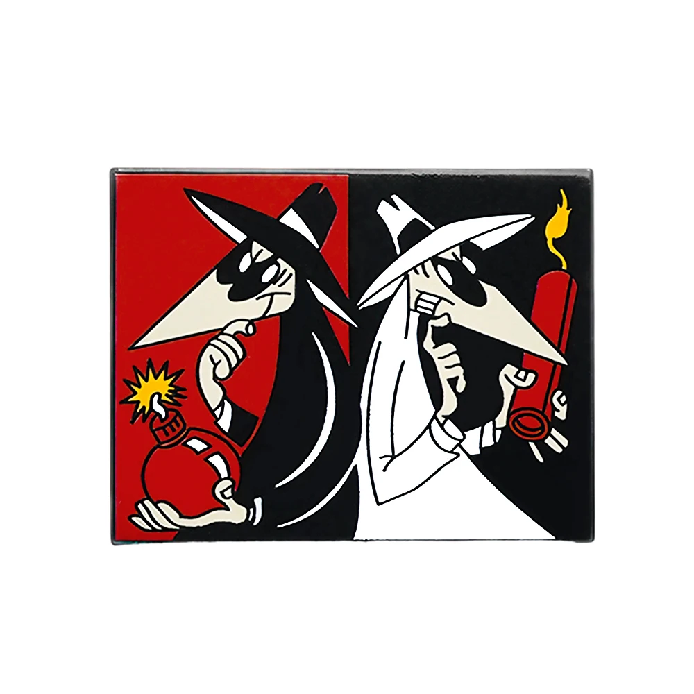 Spy vs espião emblema preto e branco agentes esmalte pino dos desenhos animados 80s lapela pino engraçado clássico mangá jogo presente