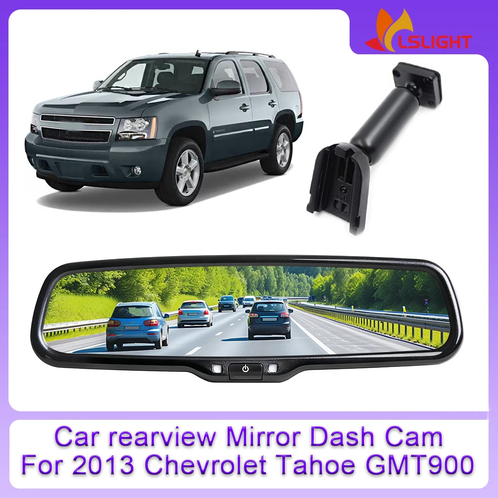 9.66 Inch Car Rearview Mirror Dashcam For 2013 Chevrolet Tahoe GMT900 HD 1080P Monitor Full Screen Display With Original Bracket