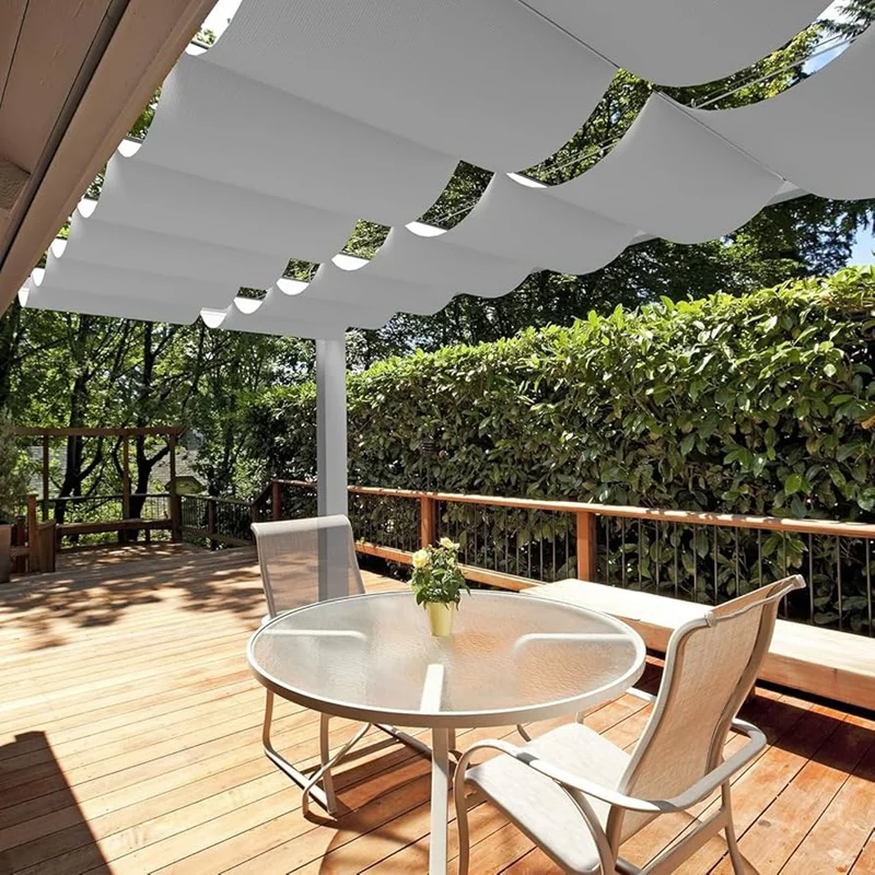 

95% UV Block Grey Color HDPE Wave Sunshade Net Retractable Sun Sails Sliding Canopy For Gazebo Pergolas Swimming Pool