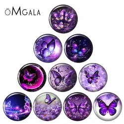 New Magic Purple Butterfly Art Paintings 12mm/18mm/20mm/25mm Round photo glass cabochon demo flat back Making findings