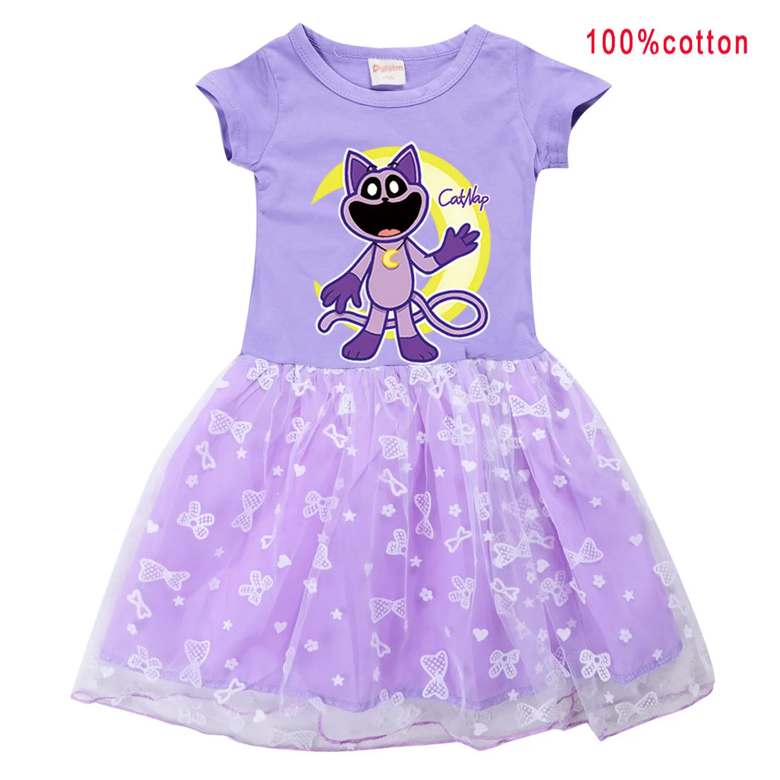 Smiling Critters Catnap Costume Kids Dresses for Baby Girls Short Sleeve Dress Children Halloween Carnival Wedding Party Outfits