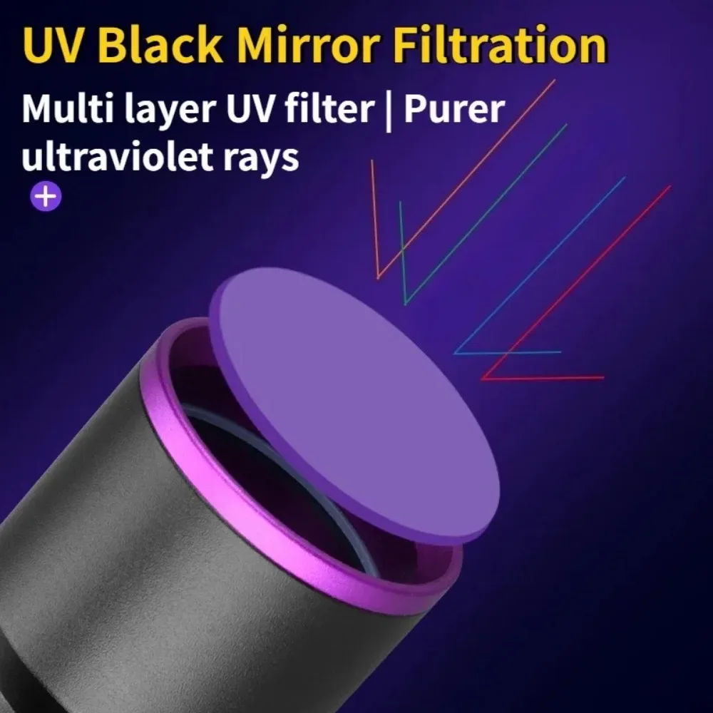 Portable Aluminum 365nm Ultraviolet Torch Type-C Rechargeable UV Flashlight for Security Pet Urine Detection Medical Lantern