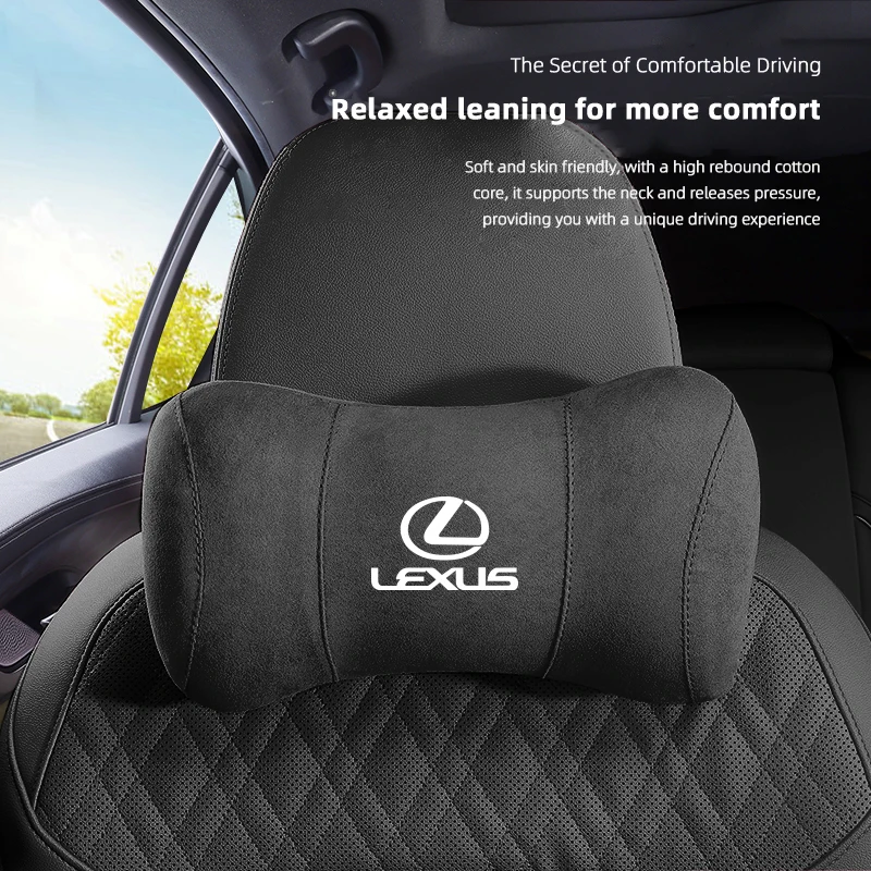 Car Suede Headrest Memory Cotton Neck Pillow For Lexus RX330 IS250 Ct200h ES300h RX350 IS300h NX300h RX400h UX Auto Accessories