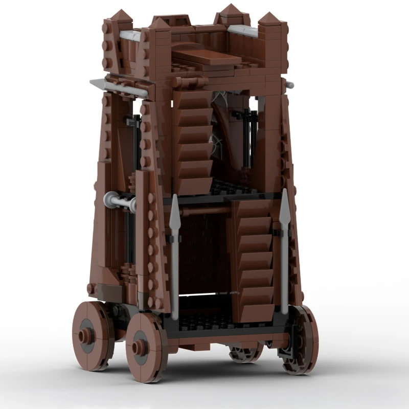 New 355 Parts Customized MOC Medieval Castle Siege Tower Model Building DIY Blocks Bricks Assembly Toy Holiday Gift For Children