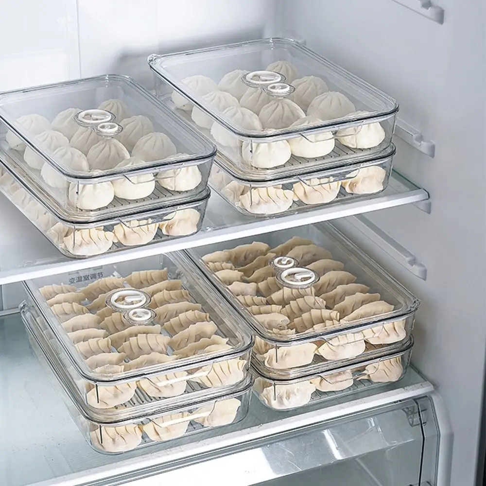 Plastic Refrigerator Dumpling Box Quick Freezing Transparent Refrigerator Storage Box Large Capacity Non-stick Food Frozen Box
