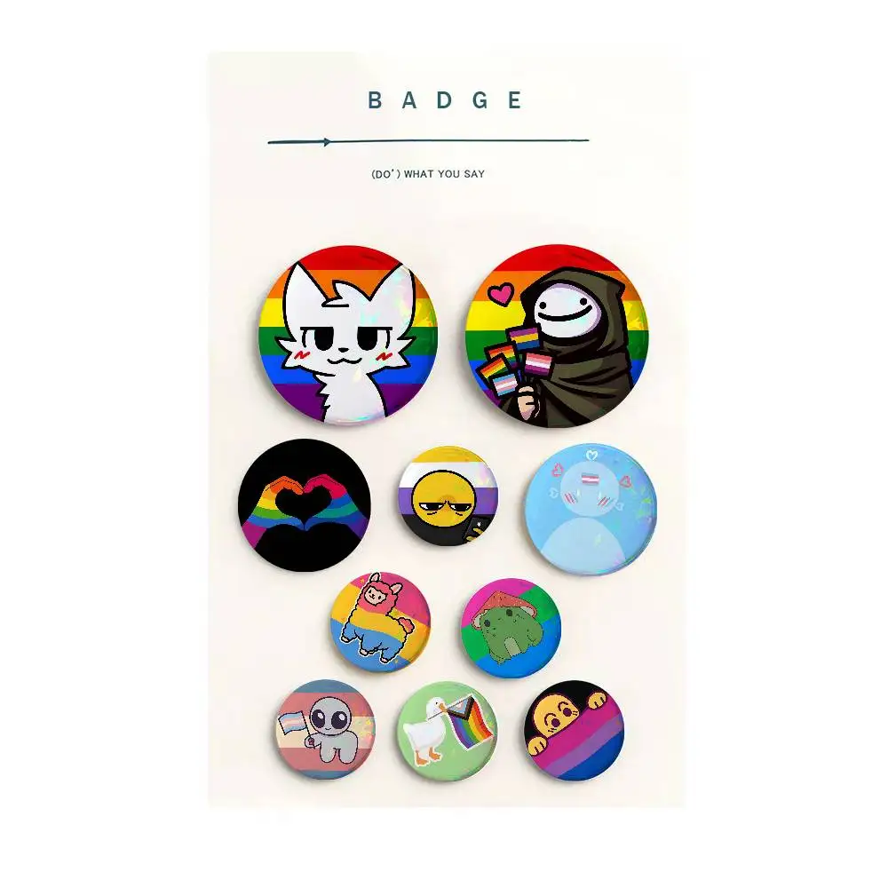 Pride Month Creative Round Button Pins Badge Set Cartoon Anime Movie Music Pattern Brooches for Bags Jackets
