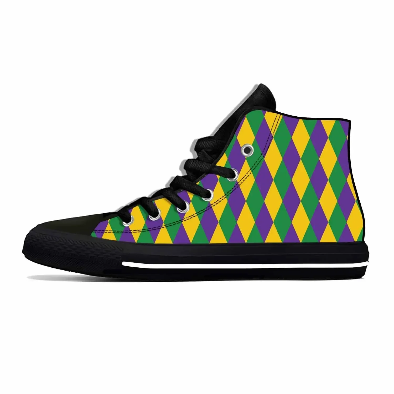 

Mardi Gras Carnival Mask Feathers Beads Diamond Casual Cloth Shoes High Top Comfortable Breathable 3D Print Men Women Sneakers