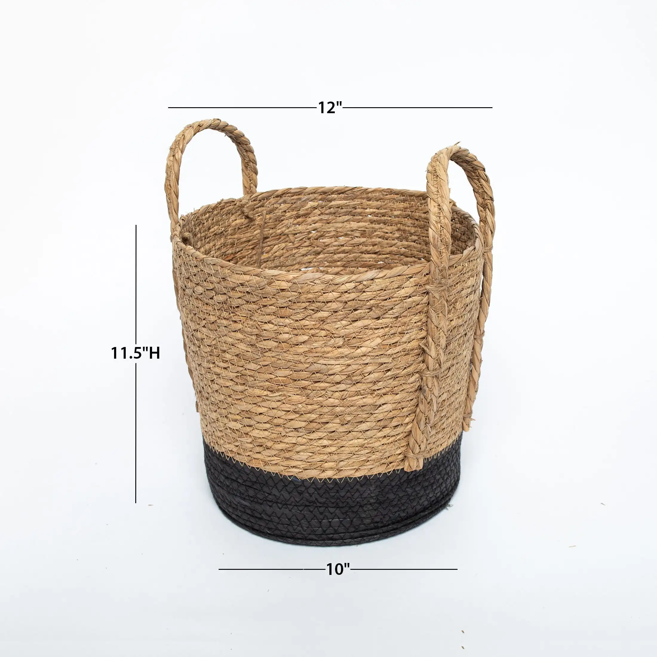 Runde Seegraskörbe, Natur, Schwarz, 2er-Set, Groß & Medium