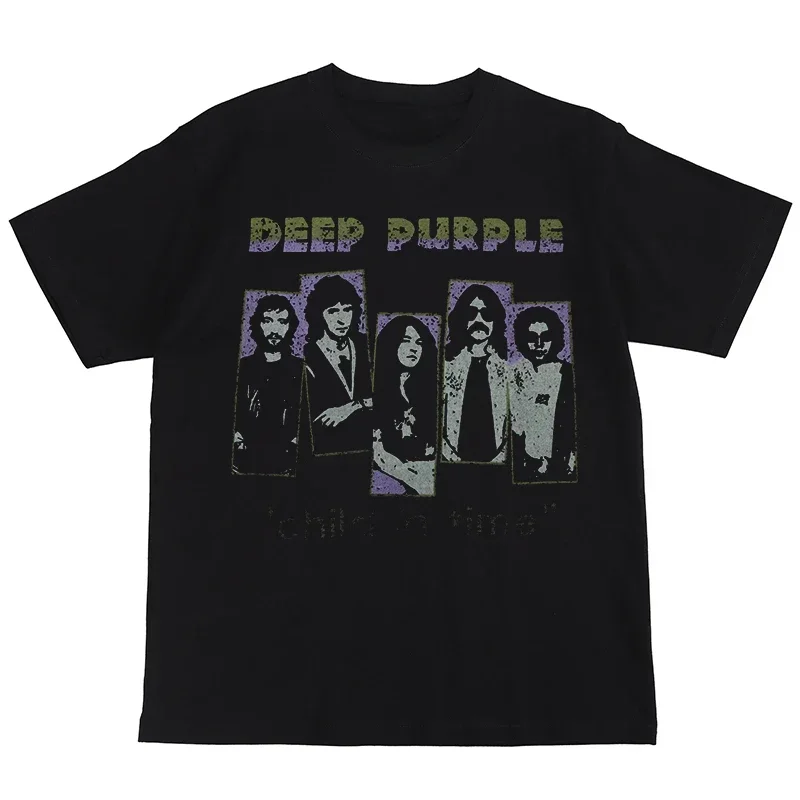 Deep Purple Digital Direct Spray Deep Purple Rock Band American Street Gunslinger Nirvana Retro T-Shirt mit kurzen Ärmeln – Detail 5