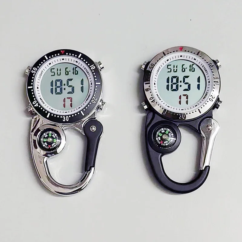 ساعة جيب حركة إلكترونية شاشة ديجيتال بوصلة مستديرة الطلب الرياضة المشي لمسافات طويلة حلقة تسلق الممرضات الساعات حزام الخصر كليب على مدار الساعة #3